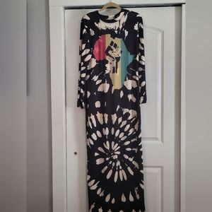 Black multi color maxi dress.